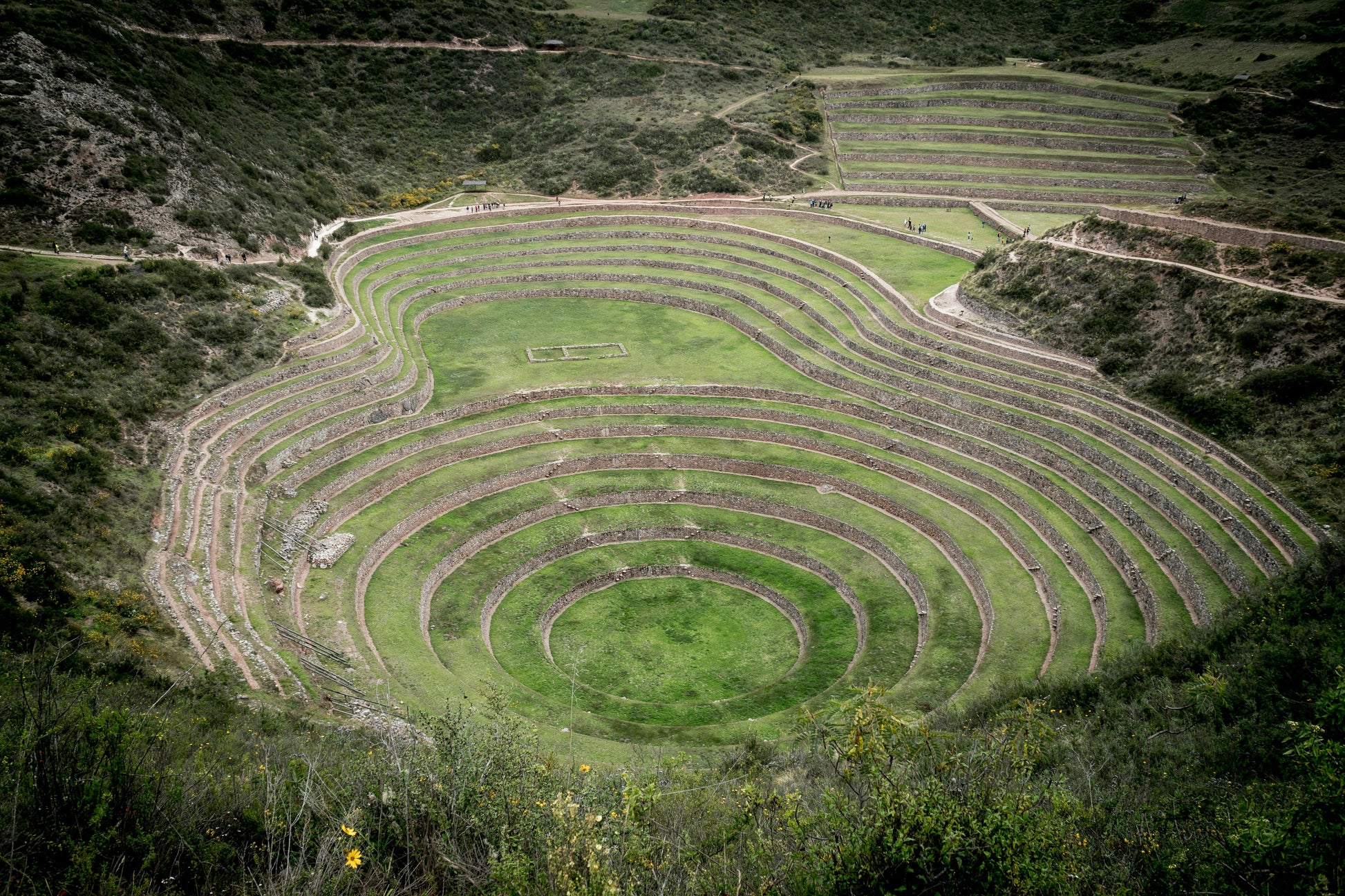 Ancient Incan agricultural terraces in Moray, Peru