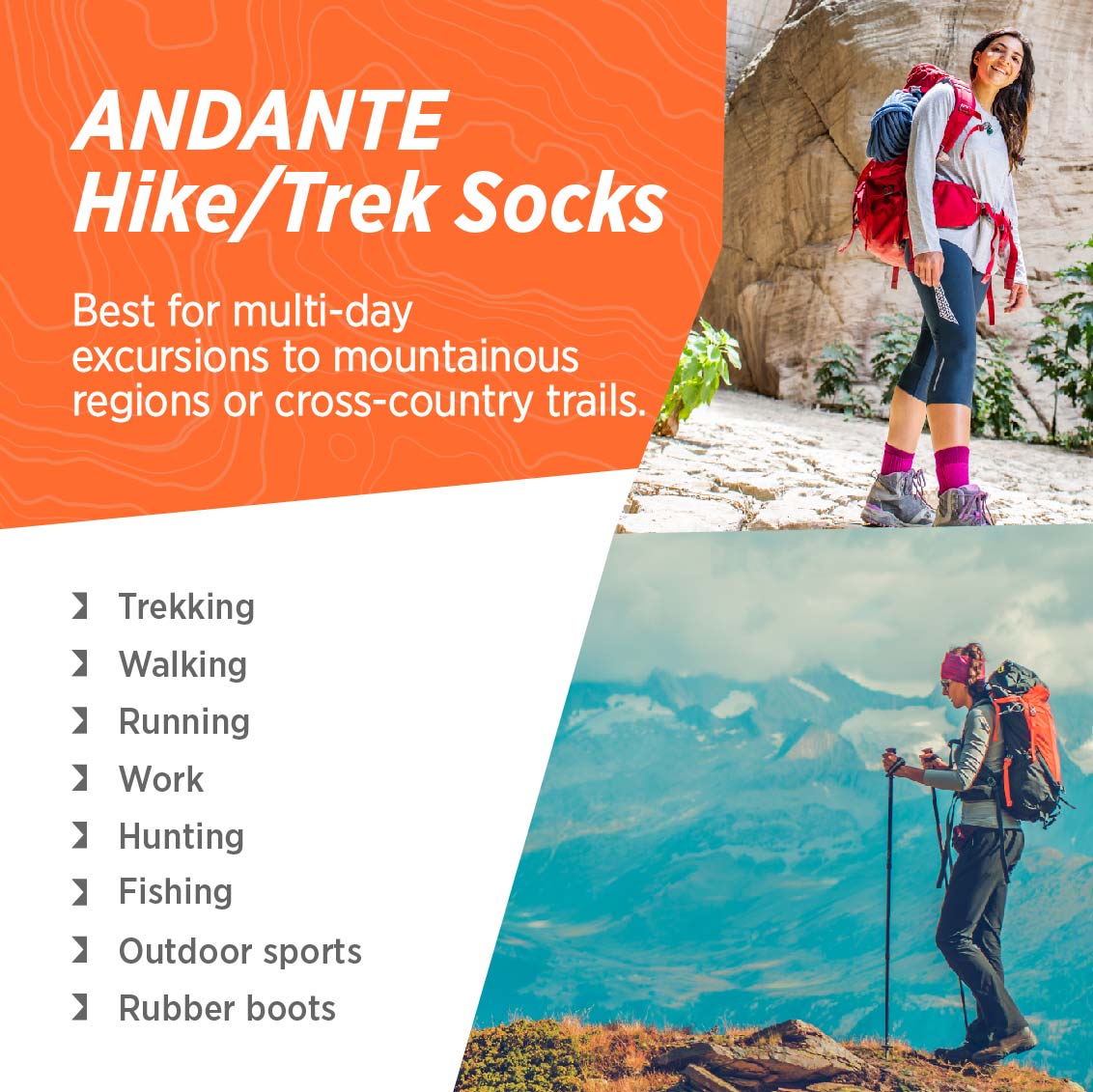 andante | Calcetines de caminata y caminata de alpaca